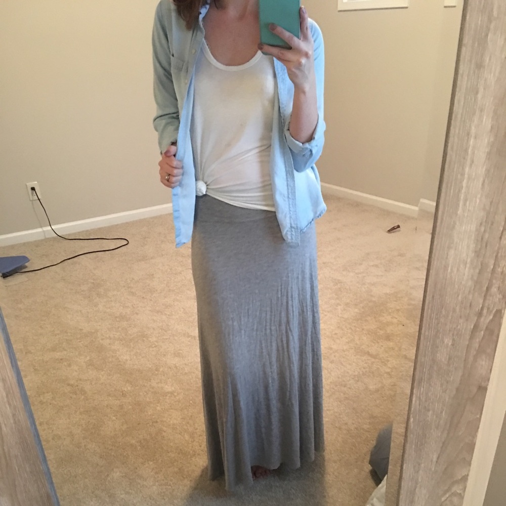 Windsor Light Heather Grey Maxi Skirt Size M